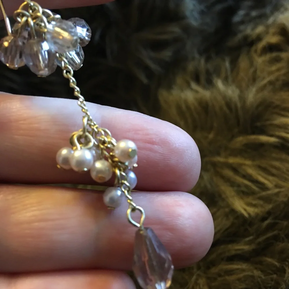 Vintage bead cluster long dangle earrings